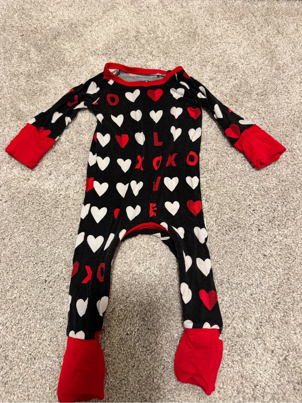 Little Sleepies Black & Red Heart Print Newborn GUC